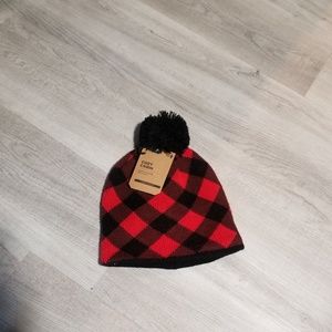 Plaid beanie with ball